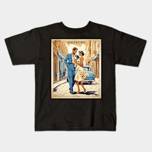 Street Tango Argentina Vintage Tourism Poster Kids T-Shirt